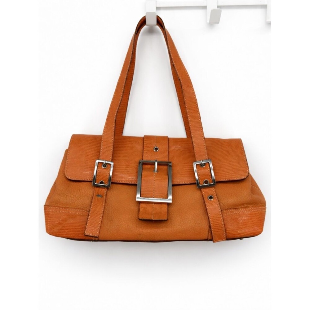 Maxx New York Orange Shoulder Bag Leather Y2k Style Polka Dot Retro Boho